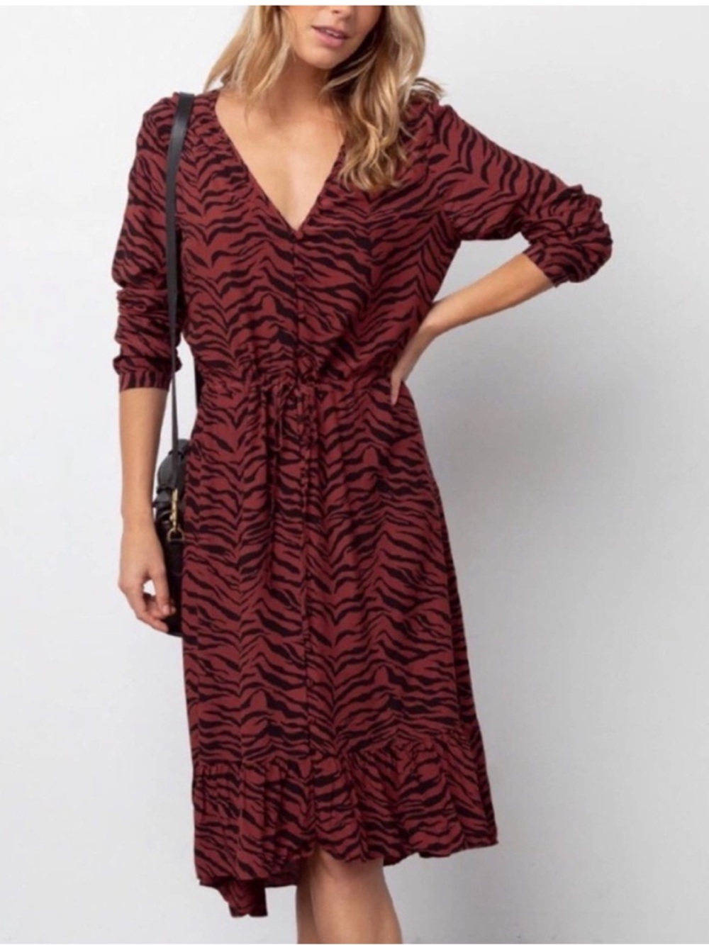 Rails - Jade Rust Tiger Stripe High Low Midi Dress